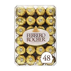 Ferrero Rocher Fine Hazelnut Chocolates Valentine's Day Gift Box, 48 Count Individually Wrapped Candy, 600 grams